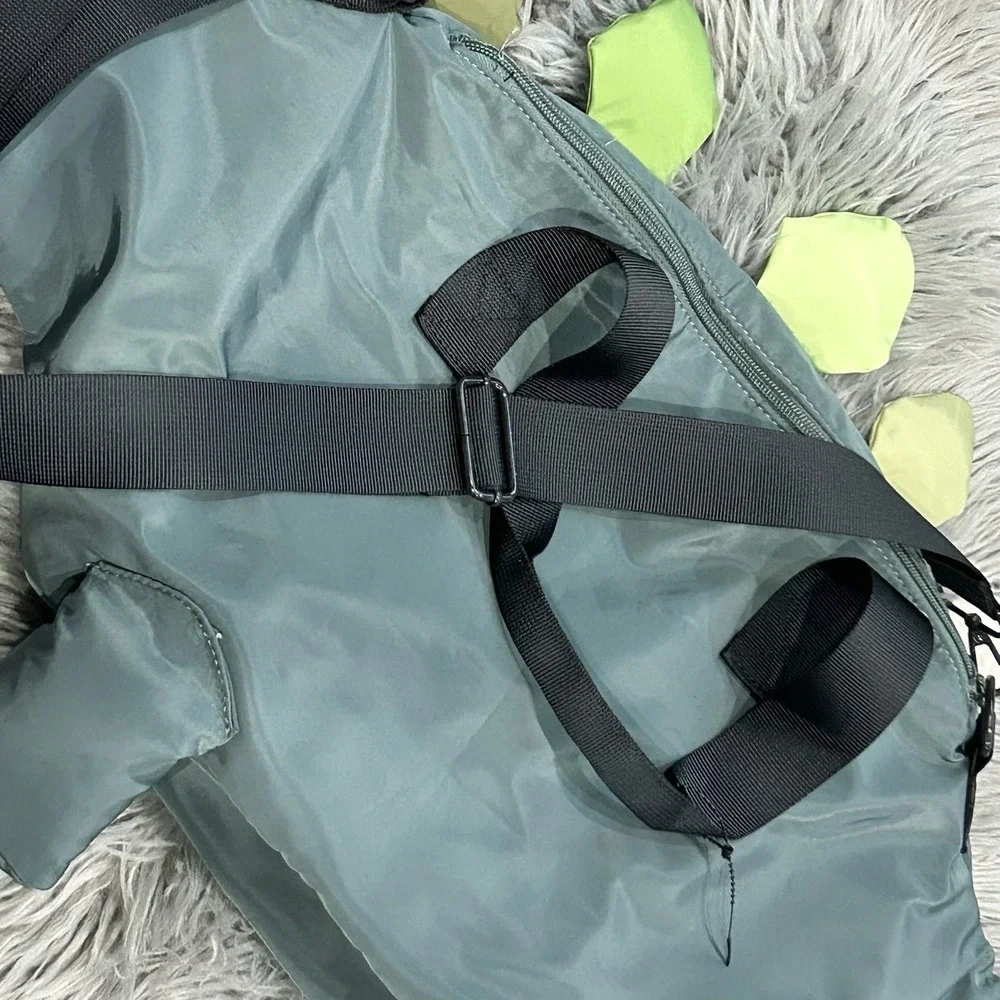 Cat & Jack Green Dinosaur Bag Duffle Tote Mid Size Polyester Zip Shoulder Strap